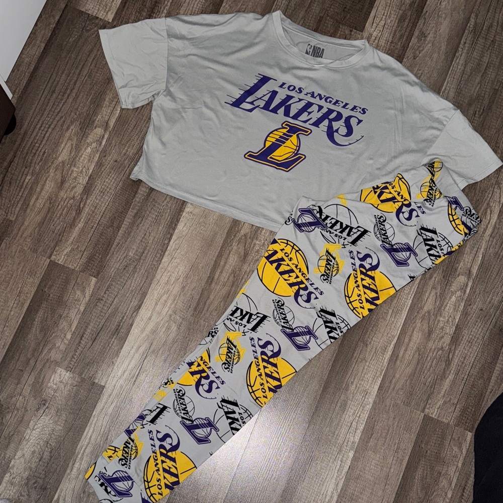 Lakers pajama set. Crop top and pants.